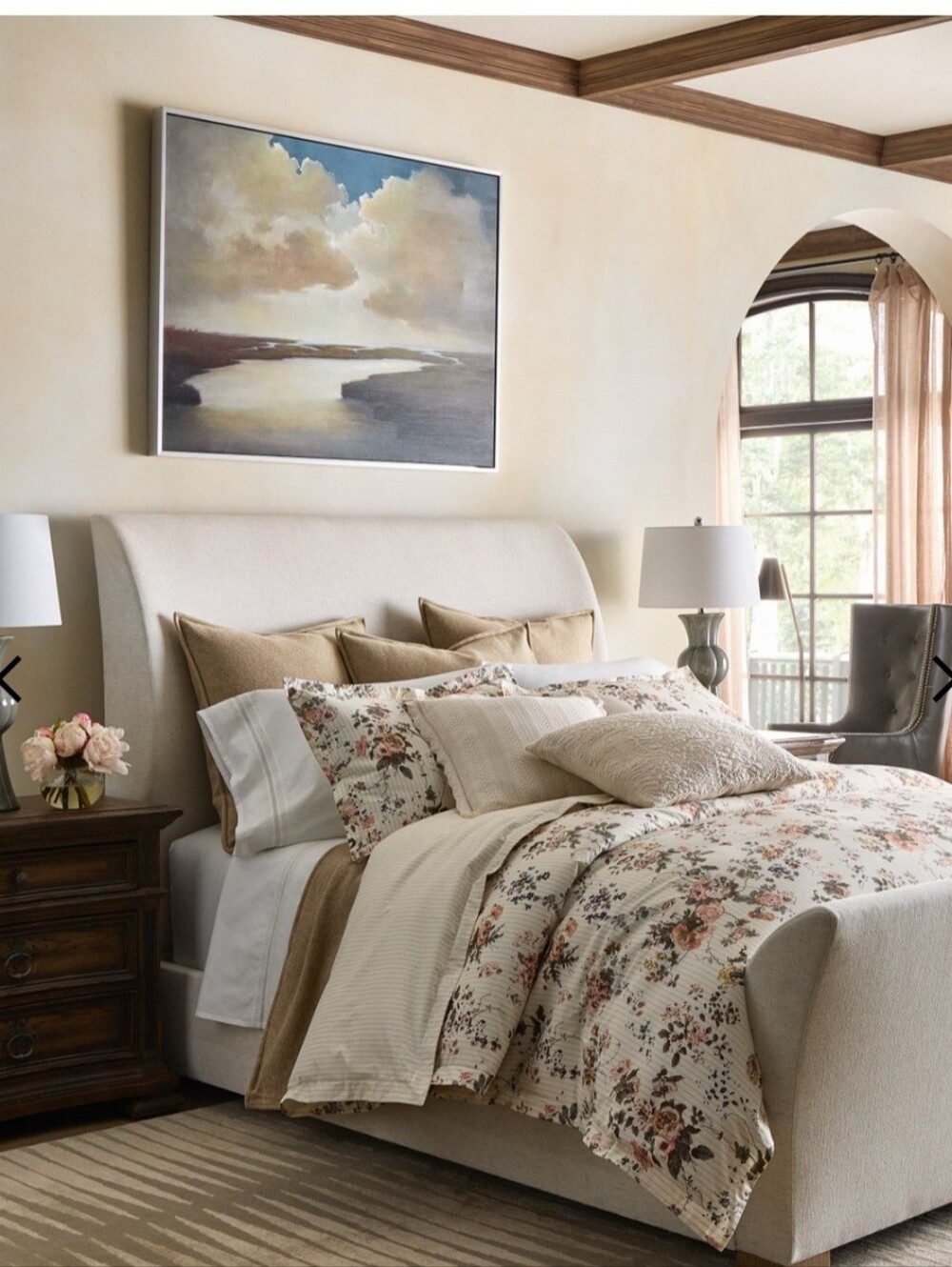 Ralph Lauren Thompson Floral Cotton Percale FULL / QUEEN Duvet Cover Cream Multi